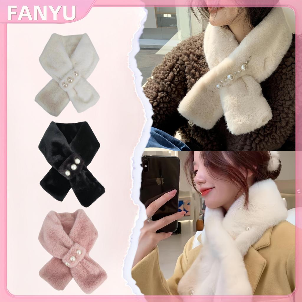 FANYU ผ้าพันคอผู้หญิงปุยข้ามฤดูหนาวผ้าพันคอตุ๊กตามุกอบอุ่น FANYU - รูปที่ 4