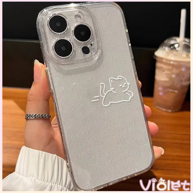 🍟Violet🍟เคสใสกากเพชรลายน่ารักๆ สำหรับเคส iPhone 17 11 Pro Max 13 11 12 14 15 Pro Max 7 8 14 16 Plus X XS XR Max SE 2020