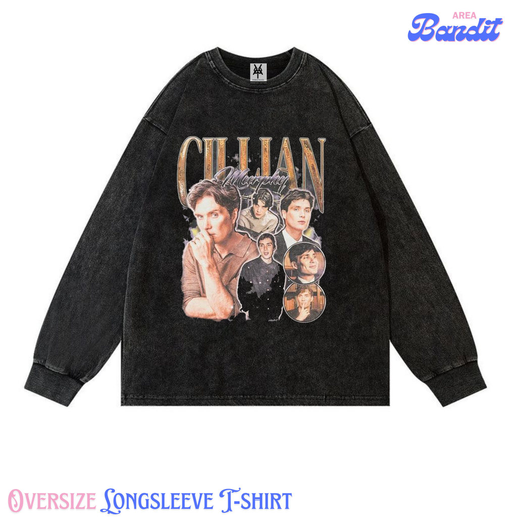Bandit Area "Cillian Murphy" เสื้อยืดแขนยาวโอเวอร์ไซส์ เสื้อยืดวินเทจ