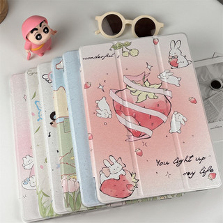 เคสแท็บเล็ต สําหรับ S9+ S9 FE S9 Plus S10FE  S10lite S10Plusวัสดุอะคริลิ ใส่ปากกาได พับได้ หลังใส เคสลายการ์ตูนน่ารัก