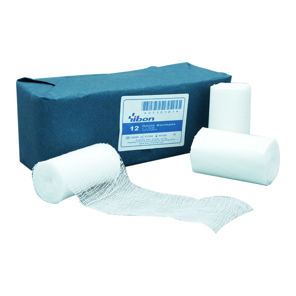 Yibon Gauze Bandage Roll (100% cotton) ผ้าก๊อซแบนเดจม้วน 2",3", 4" x 6 .หลา (12 ม้วน/ห่อ)
