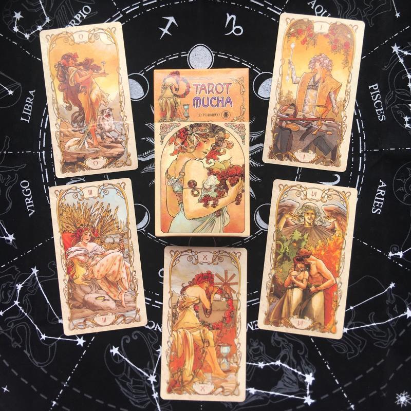 Mucha Tarot Mucha Tarot การ์ดภาษาอังกฤษพร้อมกระเป๋าจีนแปลภาษาอังกฤษ Mucha Tarot M20251025
