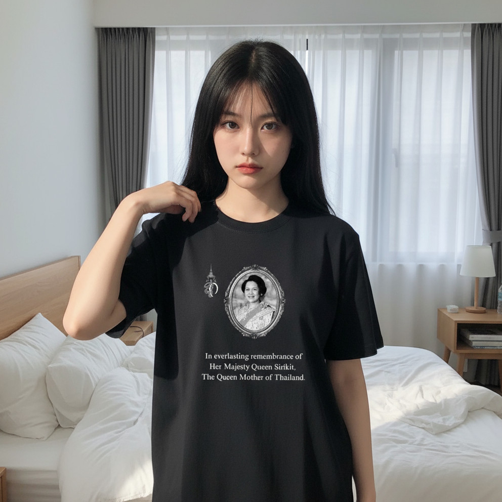 เสื้อยืดแขนสั้น Queen mother Sirikit has died at age 93 ไทยเข้าสู่ช่วงไว้ทุกข์ทั่วประเทศ T-shirt
