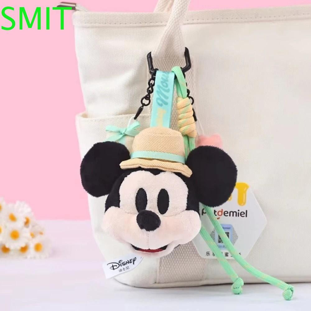 SMIT Mickey Mouse Family Plush Toy, Mickey Family Series Car Keyring Mickey Minnie Plush Keychain, C