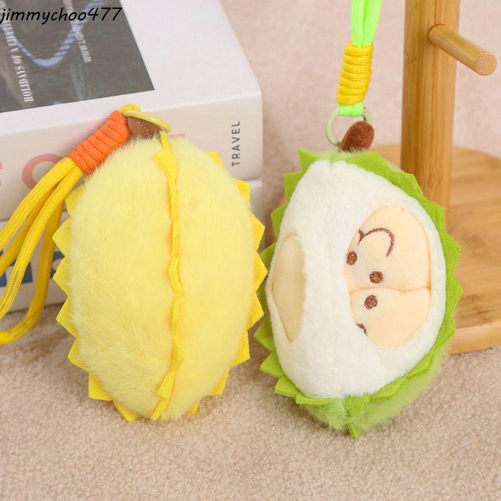 JIMMYCHOO จี้ทุเรียนผลไม้, PP Cotton Simulation Durian Fruit Shape Plush Toy, น่ารักที่ถอดออกได้นุ่ม