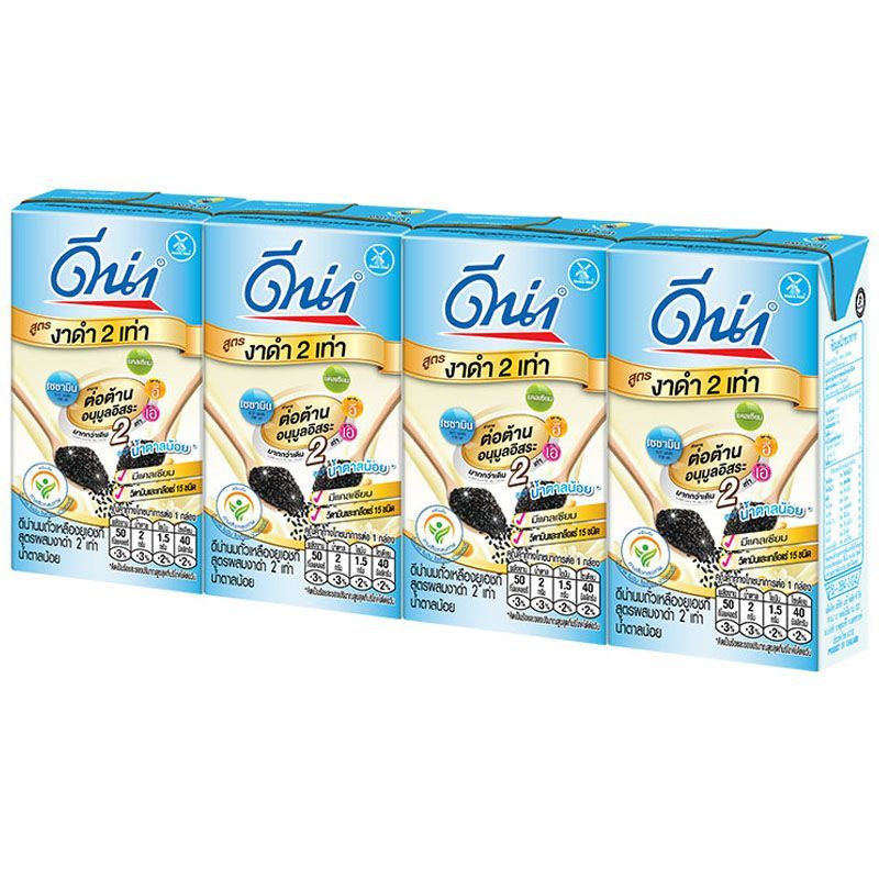 ดีน่านมถั่วเหลืองยูเอชทีงาดำน้ำตาลน้อย 110มล. แพค 4 DNA Soy Sesame Low Sugar 110X4 [หมายเลขบาร์โค้ด 8851717200717]