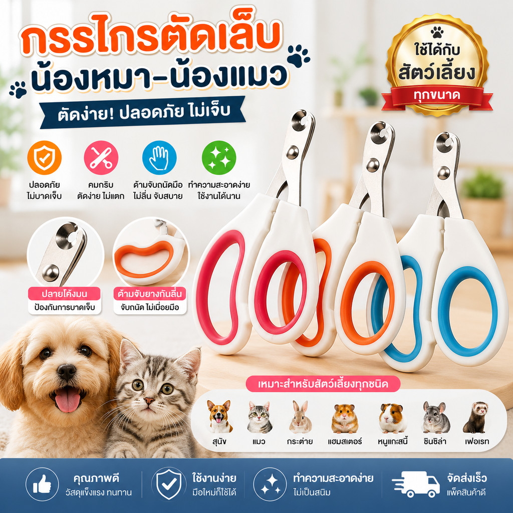 SKY ที่ตัดเล็บแมว กรรไกรตัดเล็บแมว สุนัข สีฟ้า กรรไกรตัดเล็บสัตว์ พร้อมตัวบัง ป้องกันการตัดไปที่เส้นเลือดของแมว
