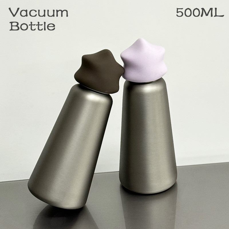 ใหม่ถ้วยฉนวนสแตนเลส 500มล การออกแบบดาวสร้างสรรค์ขวดน้ํากีฬากลางแจ้งแบบพกพาสําหรับนักเรียนและเด็ก