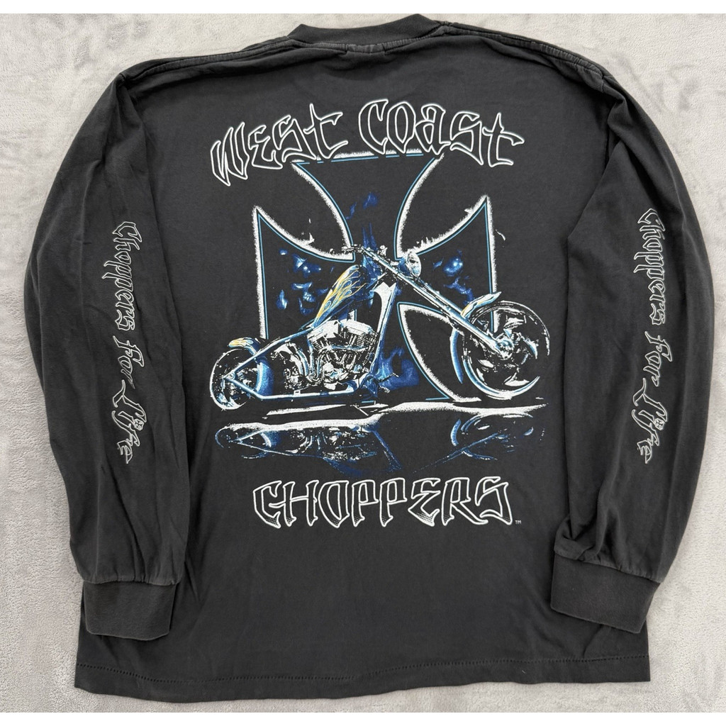 2026 สไตล์ใหม่ Retro Y2K West Coast Chopper Skull รถจักรยานยนต์แขนยาว Jessie Who?สต็อกพร้อมพิมพ์ลาย