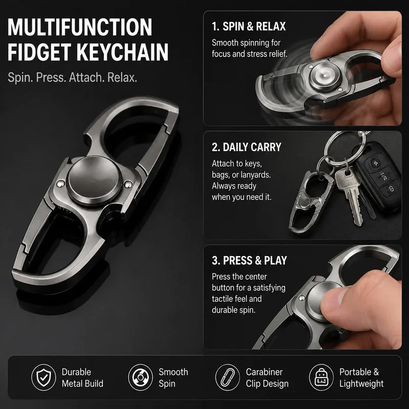 Fidget Spinner พวงกุญแจที่เปิดขวด Finger Hand Spinner Anti-Anxiety บรรเทาความเครียดของเล่น Fidget Fi