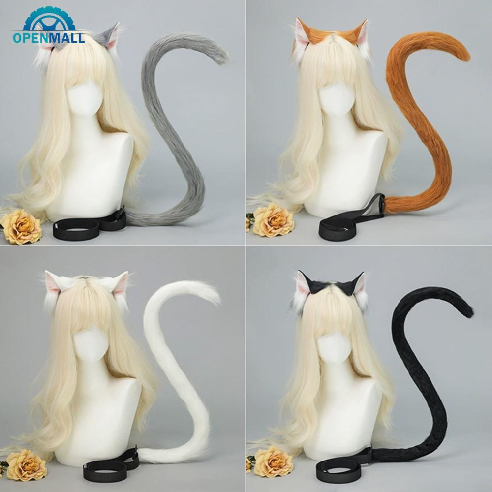 OPENMALL Handcrafted Furry จําลองหูแมวแถบคาดศีรษะและหางชุดอุปกรณ์เสริม Lolita คอสเพลย์ Props สําหรับ