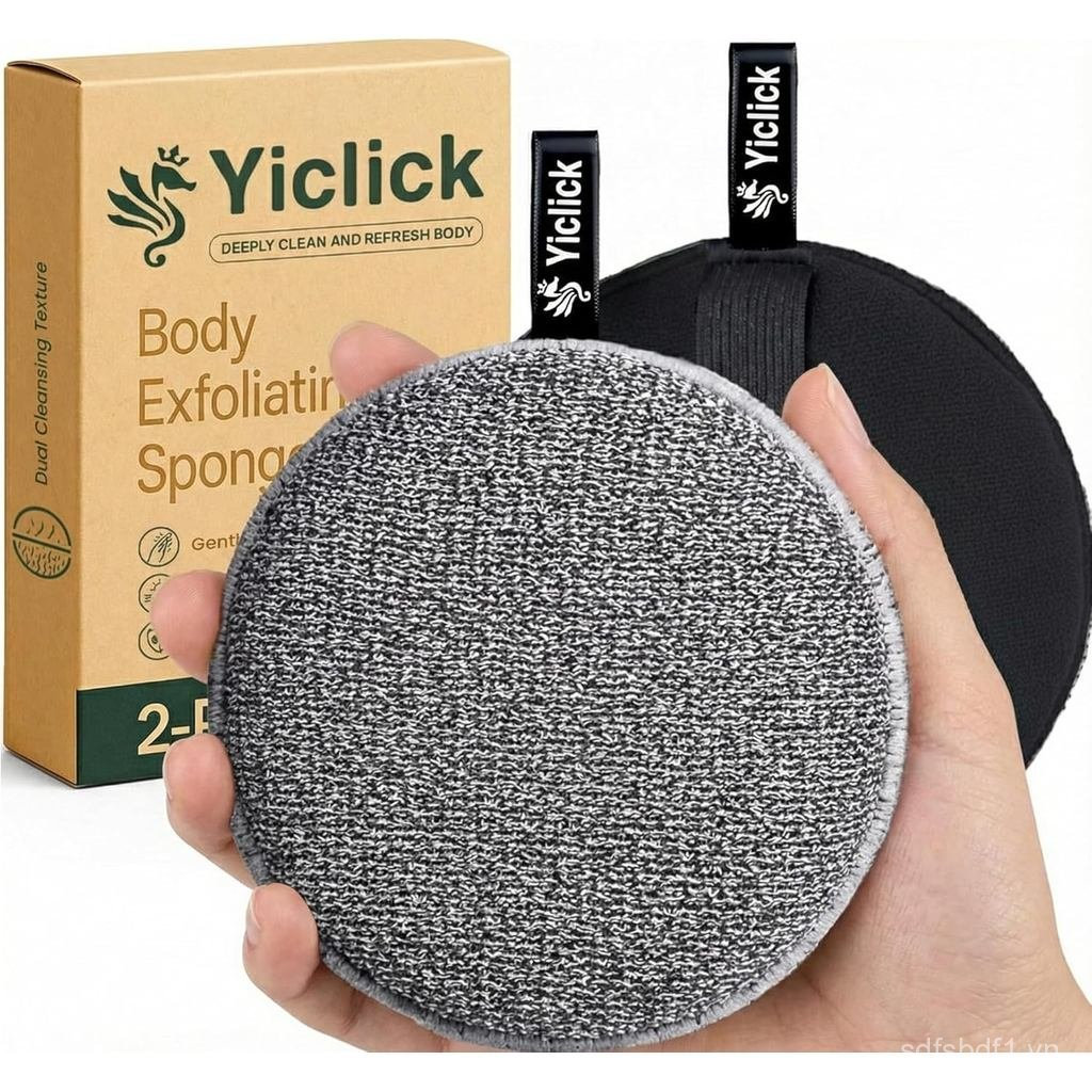 YiclickExfoliatingBodyScrubber (2 แพ็ค), BodyExfoliatorScrub, ExfoliatingSpongeforShowerBath, Shower