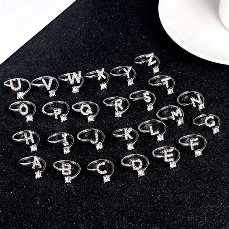 ED - ผู้หญิง ADJUSTABLE AZ ALPHABET RING / AESTHETIC KOREAN ALPHABET RING / FASHION JEWELRY DAILY WE