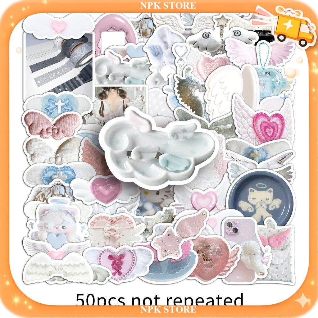 🔥🇹🇭พร้อมส่ง🇹🇭🔥 50แบบ สติกเกอร์ ปีกนางฟ้า การ์ตูน Angel wing cartoon style Coquette Dollette sticker
