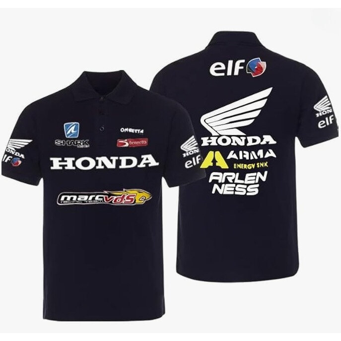 เสื้อโปโลผ้าฝ้าย 100% ลาย Honda MotoGP สไตล์แฟนมอเตอร์ไซค์แข่ง แฟชั่นใส่ง่ายทุกวัน สำหรับผู้ชายและผู้หญิง S-3XL