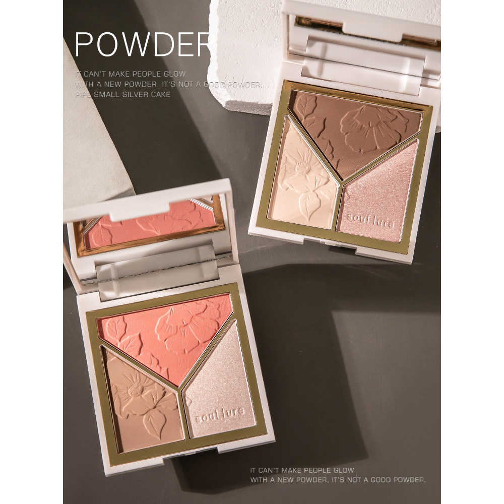 | 【บลัชออน】 | บลัชออน 4u2 ♚Li Jiaqi Contouring Plate Fine Flashing Blush ไฮไลท์สามในหนึ่งเดียว♀