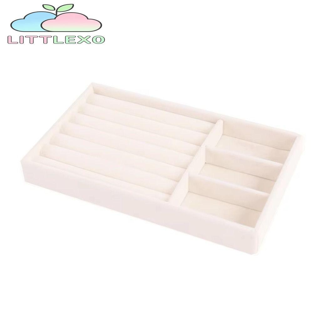 LITTLEX กล่องเก็บเครื่องประดับกํามะหยี่, ถาดแสดงสร้อยคอกํามะหยี่วางซ้อนกันได้, กล่องลิ้นชักหลากสีแหวนสร้อยข้อมือสร้อยคอ