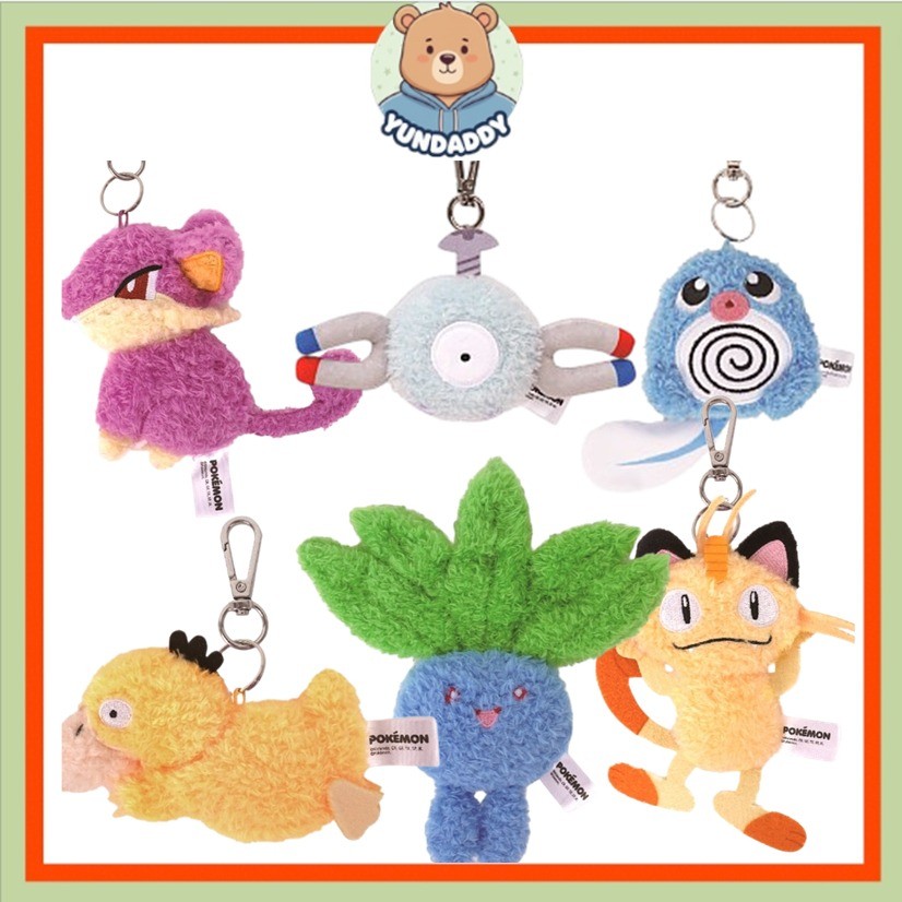 [POKEMON] เครื่องรางห้อยกระเป๋าตุ๊กตาแบบแบน (Magnemite / Poliwag / Psyduck / Rattata / Oddish / Meow