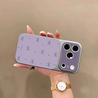 เคสไอโฟน17 เหมาะสำหรับ IPhone 15 11 12 17 13 14 16 Pro Max 14 15 16 Plus Air เคสโทรศัพท์หุ้มขอบเต็มรูปแบบพร้อมโบว์สีม่วง