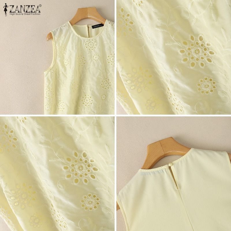 ZANZEA เสื้อกล้ามกลวงลายดอกไม้แขนกุดหรูหราเกาหลีสําหรับผู้หญิง — صورة 8