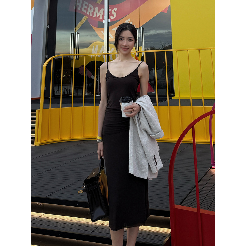R ROMI STUDIO < Simple Casual} Tencel ถักสายคล้องไหล่บาง U-คอ Camisole RWCSST1688
