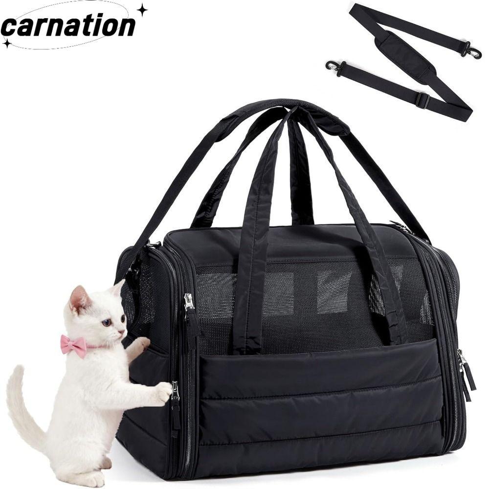 CARNATION เป้อุ้มสัตว์เลี้ยง, Quilted Soft-Sided Cat Carrier, คุณภาพสูง Puffy สบายพับ Dog Carrier Outdoor Travel