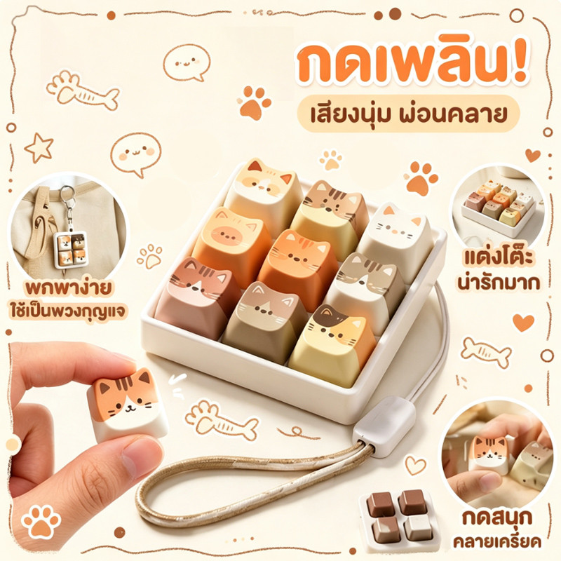 COD ของเล่นกดเสียง จี้ห้อยน่ารัก คีย์บอร์ดแมว ASMR พวงกุญแจ ของตกแต่งโต๊ะ คลายเครียด เลือกลายได้ น่ารัก