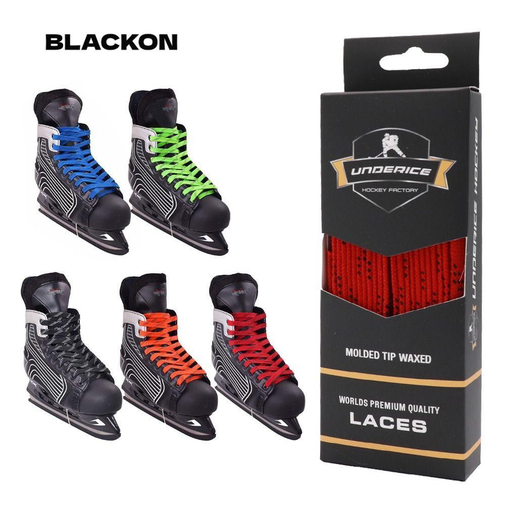 BLACKON Hockey Laces, 84/108 นิ้ว Dual Layer Braid Hockey Skate Laces, Professional ทนทานเสริม Waxed