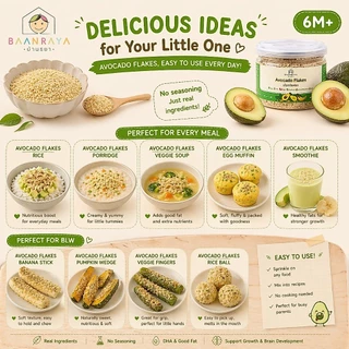 🥑 อโวคาโดเฟลก🥑 6M+ ไขมันดี DHA เพิ่มน้ำหนัก เสริมสมอง ไม่ปรุงรส โรยข้าว โจ๊ก BLW | Avocado Flakes Baby Food Baan Raya