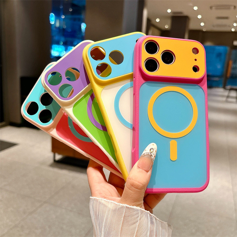 สีแม่เหล็กเคสโทรศัพท์ใช้งานร่วมกับ iPhone17promax 17pro 16promax 16pro 15promax 14promax 13 14 15pro 13promax 12promax กันกระแทกฝาหลัง