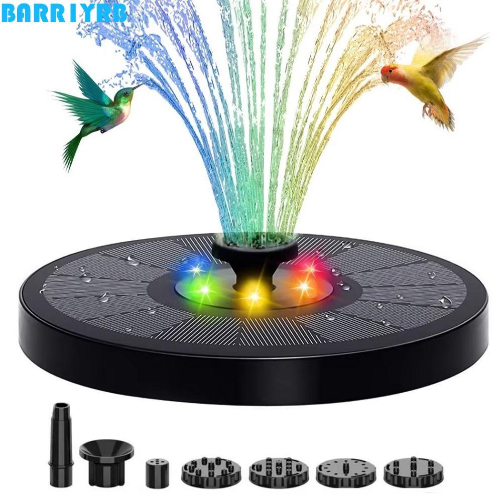 BARR1YRB ปั๊มน้ําน้ําพุ, LED สีสันลอยน้ําพุพลังงานแสงอาทิตย์,แผงพลังงานแสงอาทิตย์สเปรย์น้ําพลังงานแสงอาทิตย์ 18 ซม.น้ําพุอาบน้ํานกสําหรับสระว่ายน้ํา