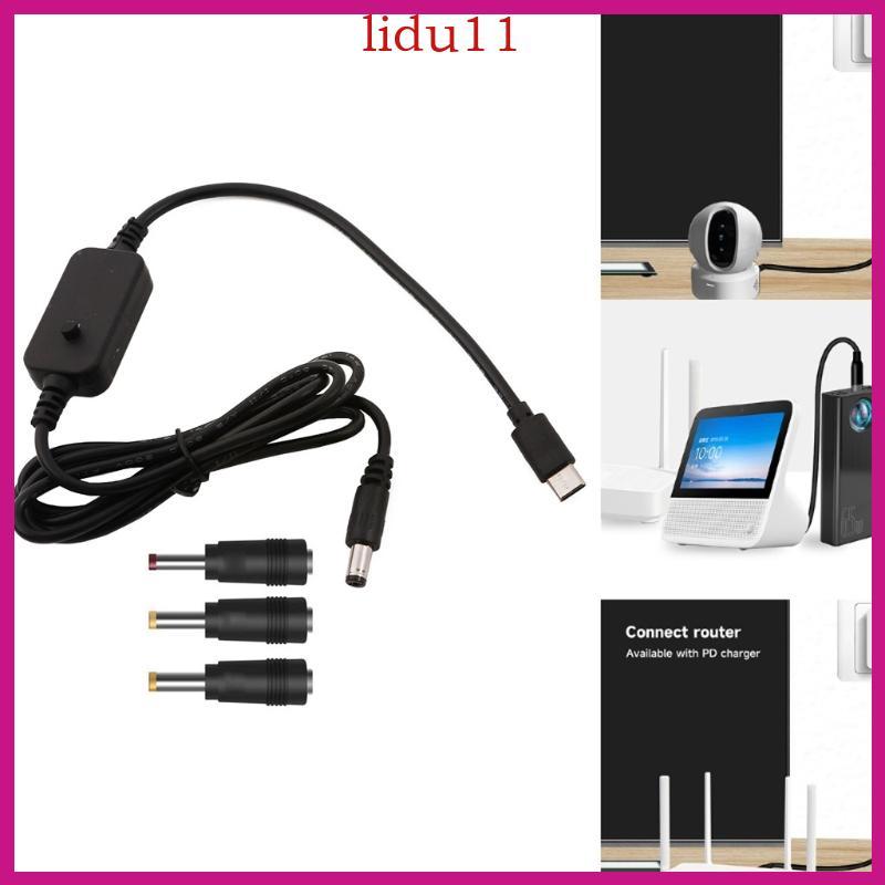 LID Type C USB C ถึง 2 5x0 7 มม.3 5x1 35 มม.4 0x1 7 มม.5x2 1 5V 9V 12V 15V 20V ปรับแรงดันไฟฟ้าสายไฟส