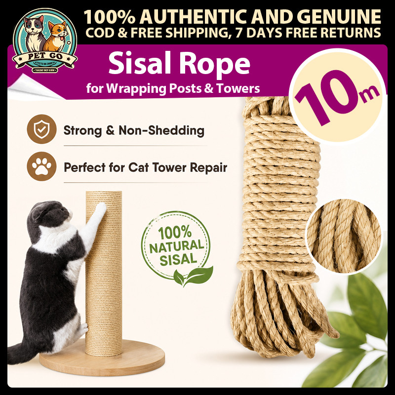 DIY Sisal เชือกสําหรับ Cat Scratching โพสต์ซ่อม 100% ธรรมชาติ 3-Strand Twisted หนา 4 มม./6 มม./10 มม.เหมาะสําหรับห่อโพสต์ & Towers