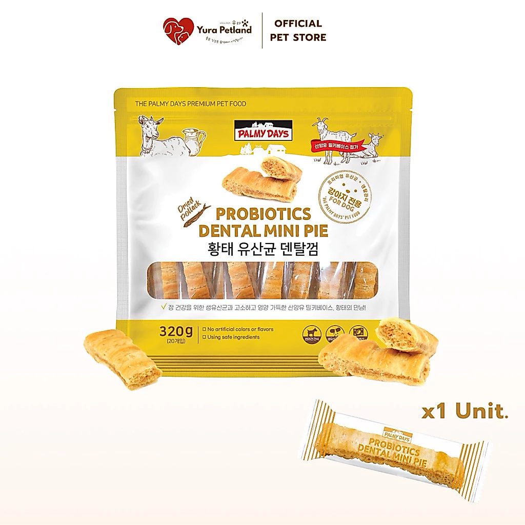 [ขนมขัดฟันนมแพะ มินิพาย Pro-Biotic นำเข้าจากเกาหลี] Plamy Day ขนมขัดฟันสุนัข โปรไบโอติก 19 ชนิด