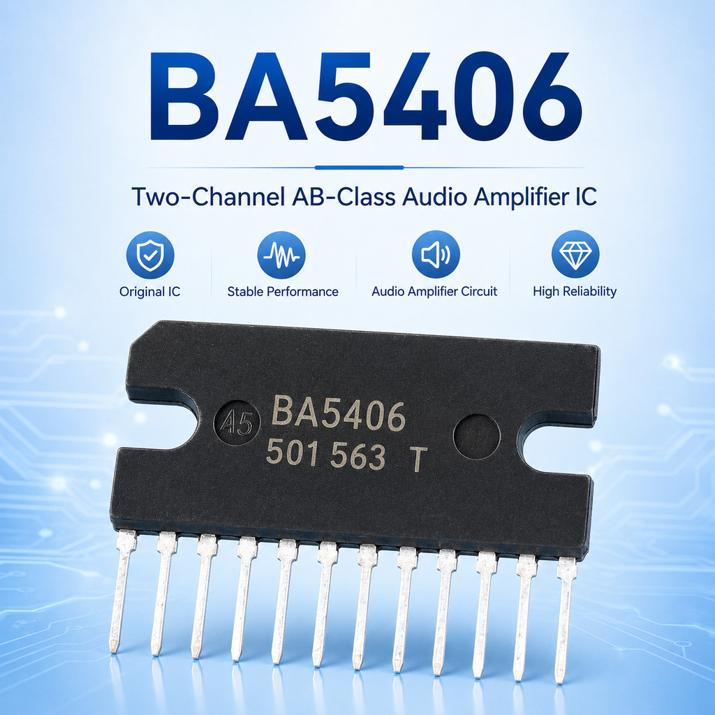 ส่วนประกอบอิเล็กทรอนิกส์ BA5406 วงจรขยายเสียงระดับ AB สองช่อง IC ใหม่เอี่ยม