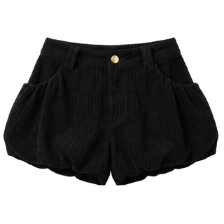 กางเกงขาสั้นผ้าลูกฟูกทรงบอลลูน มีไซส์ S-5XL ทรงฟักทองน่ารักพรางต้นขา เอวสูงตะขอกระดุมหน้า ผ้าหนานุ่มใส่ไปคาเฟ่ชิคๆ