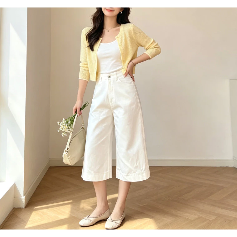 suzllrue7o กางเกง7ส่วนเอวสูง baggy ลุยสบาย 4สี #กางเกงขากว้าง #dailyoutfit # 6670-6673