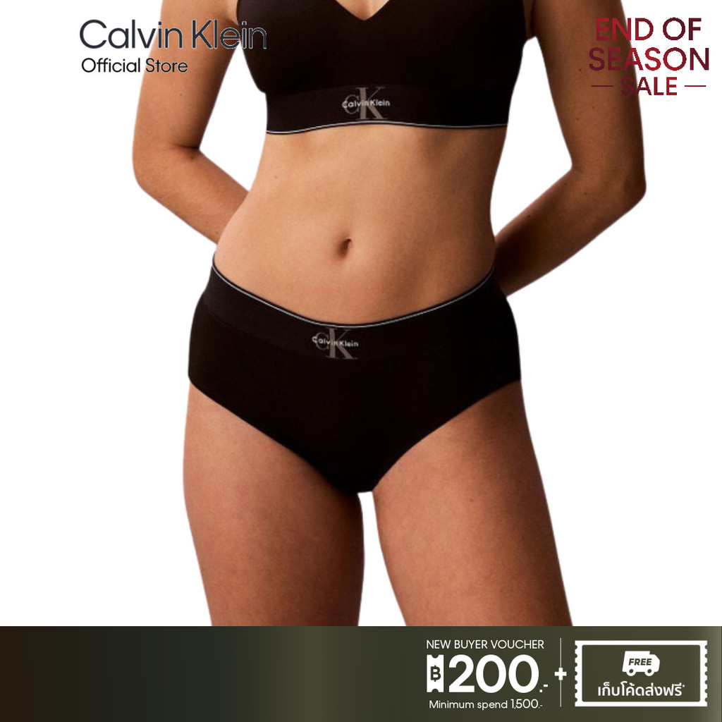 CALVIN KLEIN กางเกงในผู้หญิง Graphic Monogram Microfiber ทรง Hipster รุ่น QF8878AD UB1 - สีดำ