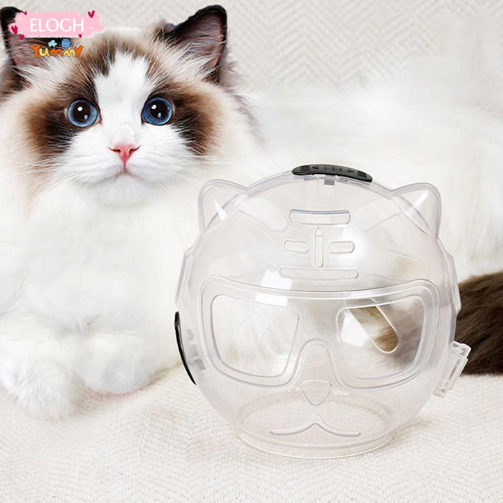 ELOGH Cat Muzzle ป้องกัน Space Hood, โปร่งใส Anti Scratch Breathable Cat Muzzle, Anti-Bite Cat Groom