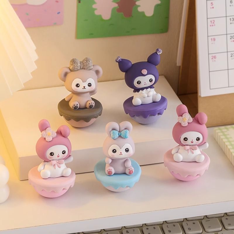 Internet-famous Kuromi roly-poly cute cartoon car ornament office desktop decoration doll girly deco