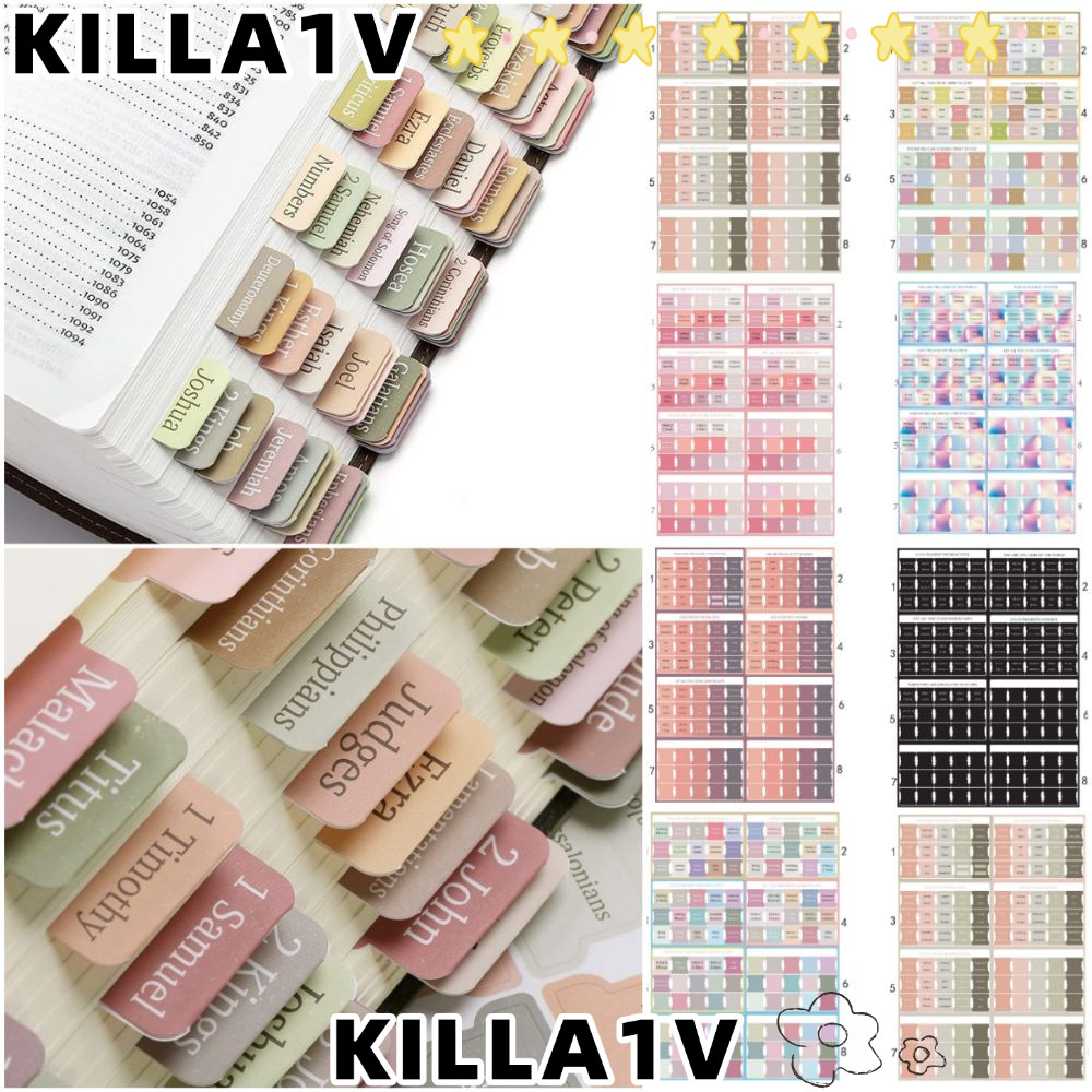 KILLA1V 120PCS Laminated Bible Tabs, Multi-Color Easy Navigation Boho Bible Tabs, กาวด้วยตนเองที่มีส