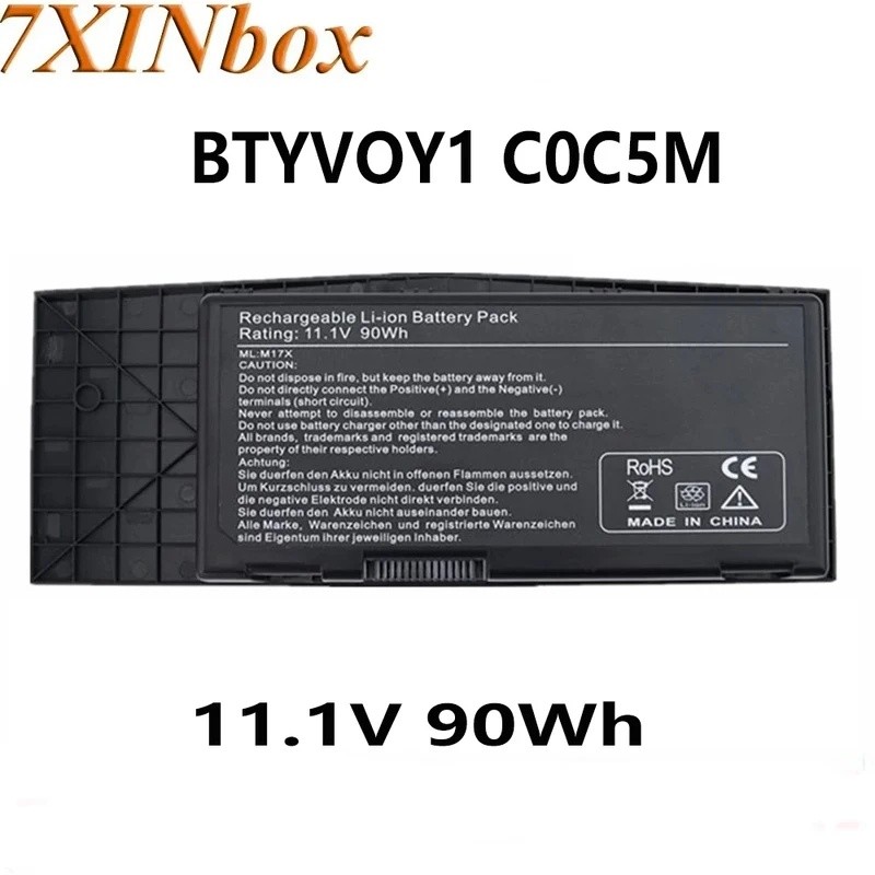 7XINbox BTYVOY1 11.1V 90Wh แบตเตอรี่แล็ปท็อปสําหรับ Alienware M17x R3 R4 Series C0C5M 5WP5W 7XC9N 05