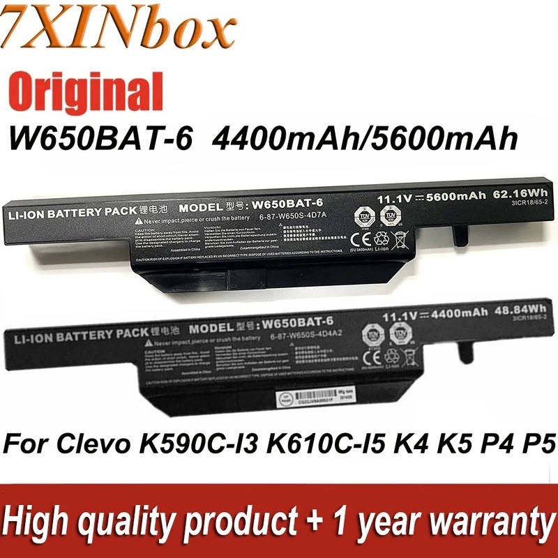 7XINbox W650BAT-6 5600mAh แบตเตอรี่แล็ปท็อปสําหรับ Clevo K590C-I3 K610C-I5 K4 K5 สําหรับ Hasee K610C