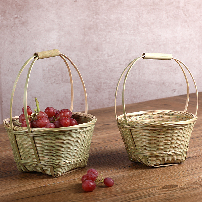 Bamboo woven fruit basket Living Room Household Storage Basket Tea snack basket Handmade creative ba