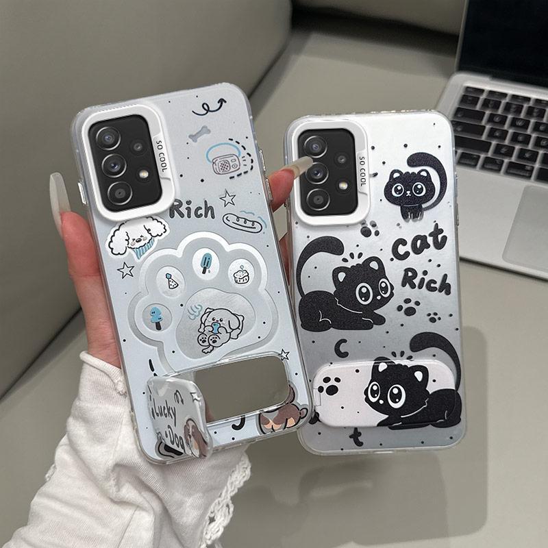 Lucky Dog Cat Rich case เหมาะสําหรับ Samsung Galaxy A13 4G, A13 LIE 4G, A23 4G, A23 5G, A32 4G, A52 