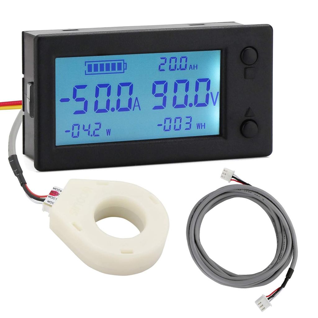 DROK Battery Monitor, Amp Volt Power Watt Meter DC 0-300V 200A STN LCD Display Panel Meter, Voltage 