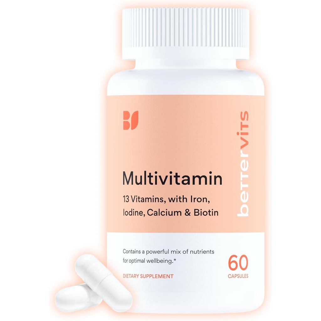 Bettervits Multivitamin for Women & Men | Womens Daily Multivitamin with 13 Essential Vitamins Iron,