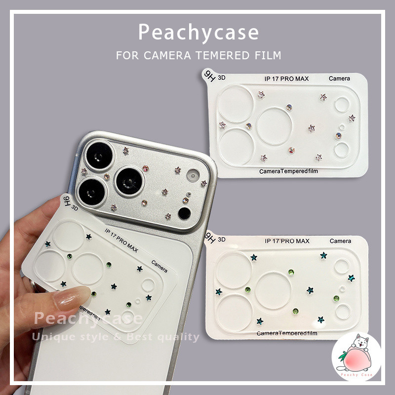 หรูหราBling Shining Star 9Hกล้องป้องกันสําหรับiPhone 17 16 15 14 Pro Max 17promax Anti-Scratchเลนส์ป้องกันฟิล์มกระจกนิรภัย