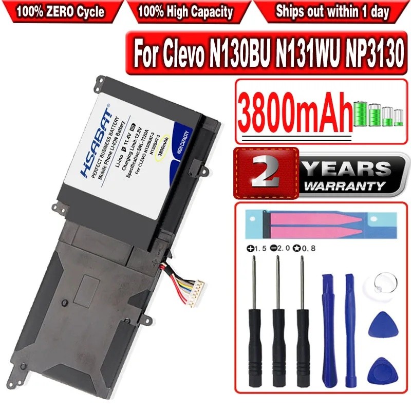 HSABAT 3800mAh N130BAT-3 แบตเตอรี่สําหรับ Clevo N130BU N131WU NP3130 6-87-N130S-3U9 6-87-N130S-3U9A 
