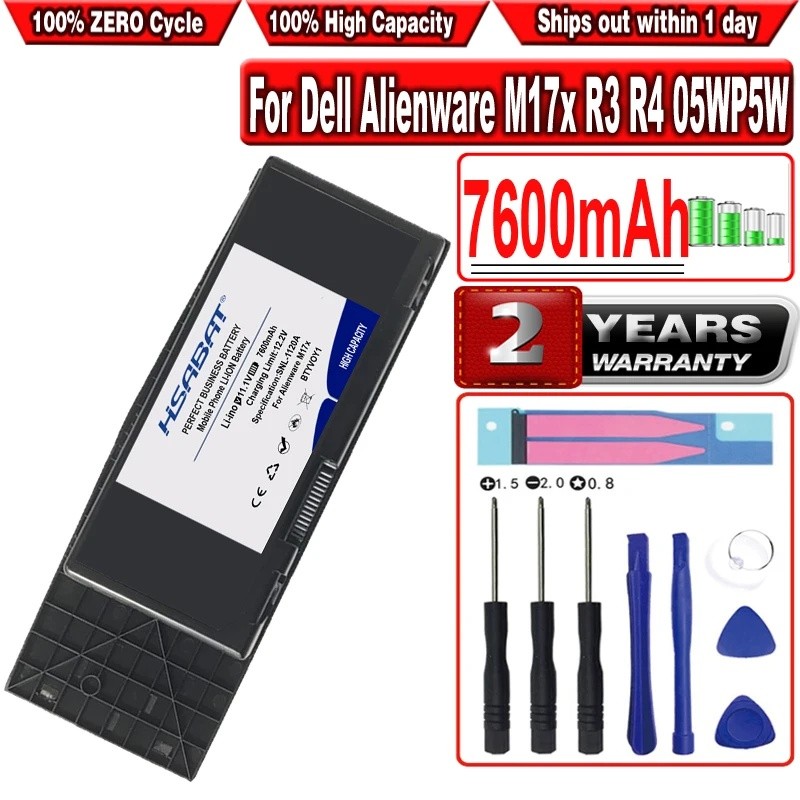 HSABAT 7600mAh BTYVOY1 แบตเตอรี่แล็ปท็อปสําหรับ Dell Alienware M17x R3 R4 05WP5W CN-07XC9N 7XC9N TYP